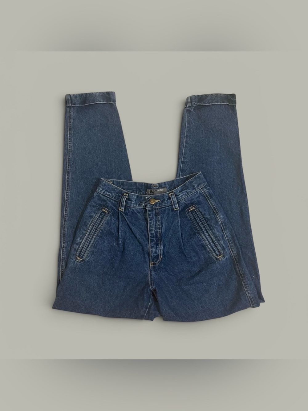 Lizwear Size Petite 4 Vintage 80s Highwaisted Straight Leg Blue Denim Mom Jeans